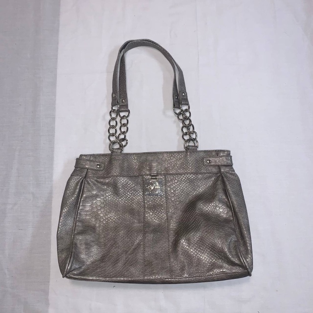 Sofia Vergara Faux Snakeskin Chain Handbag, Beige